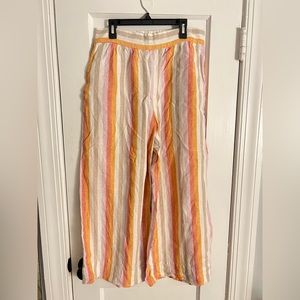 Loft Size S Linen Orange Pink White Pants